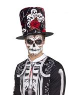 Day of the Dead Skull & Rose Top Hat 