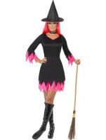 Witch Costume Black & Pink with Dress Hat & Choker