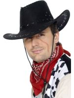 Suede Look Cowboy Hat, Black 