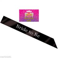 BLACK HEN PARTY SASH BRIDE TO BE