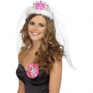 Bride to Be Tiara with Veil White with Pink Lettering