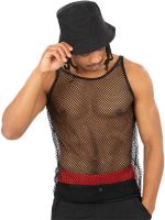 90s Unisex String Vest, Black