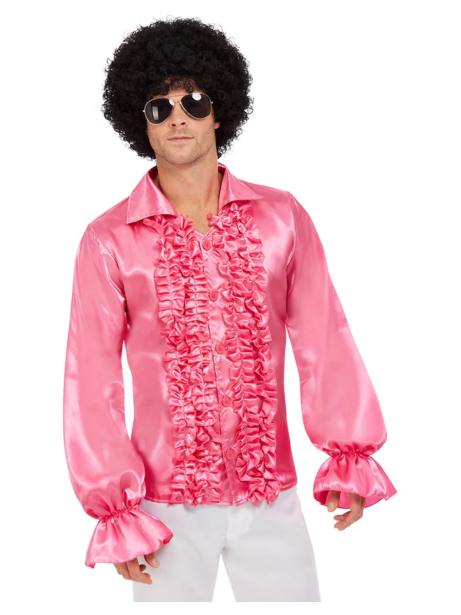 60s Ruffled Shirt, Hot Pink